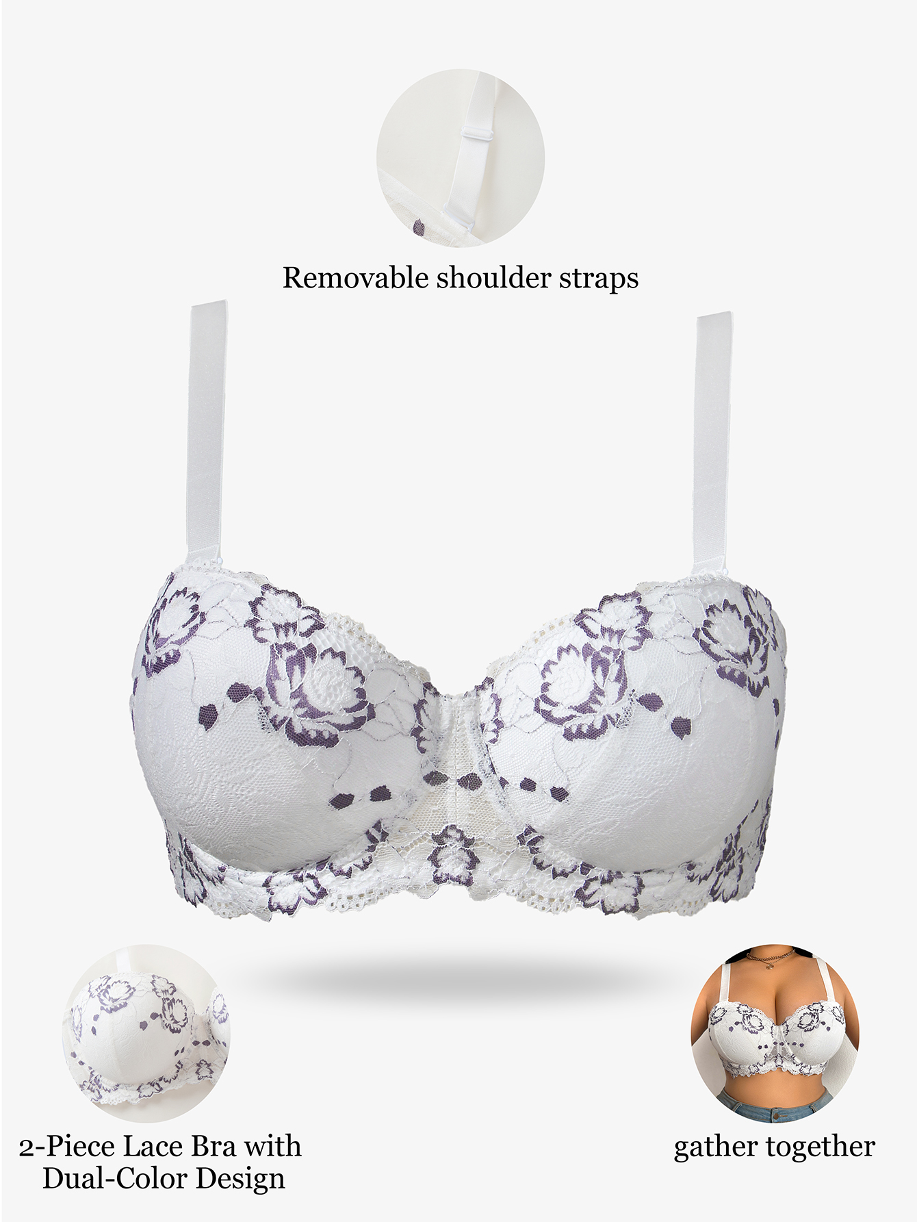 Plus Size Lace & Embroidery Wo - огляд і ціна Minimizer Bra Women